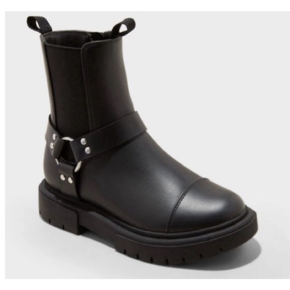 Art Class Crosby Black Moto Boots Riding Shoes Girls size 4 - NEW Small Heel